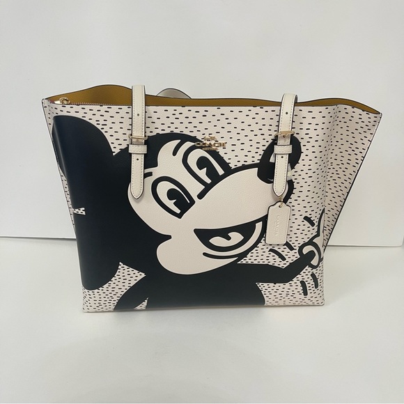 Coach Disney Mickey Mouse X Keith Haring Mollie Tote / Black, Gold & Chalk Multi - Picture 8 of 17